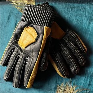Vintage Ski Masters Gloves Black & Yellow by Paris Ladies Medium